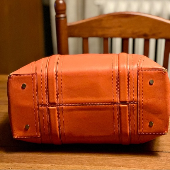 Ann Taylor Orange Leather Square Tote - Picture 3 of 13